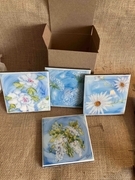 Coaster Set  White flowers