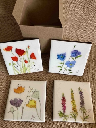 Coaster Set Spring flowers